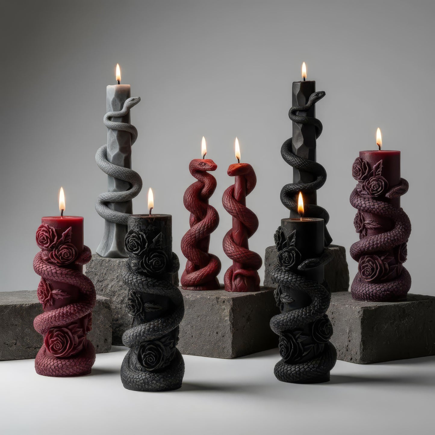 Collection photo for Nocturne Serpent - Gothic Collection Soy Wax Snake and Rose Handmade Candle for Halloween