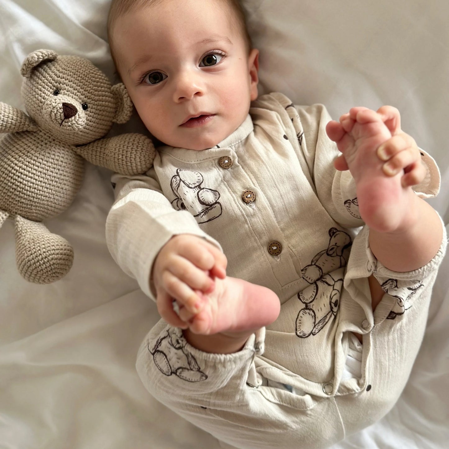 Muslin Mini Teddy Bear Baby Set