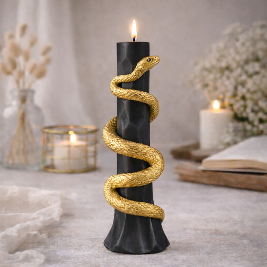 Serpent Pillar Candle – Handmade Decorative Soy Wax Candle