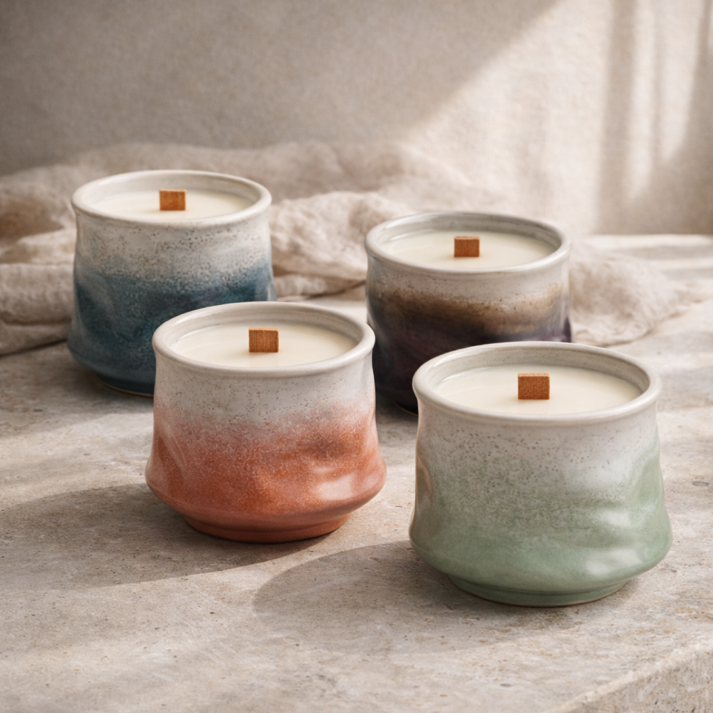 Nori Wood Wick Scented Candle – Ceramic Vessel Soy Wax Candle