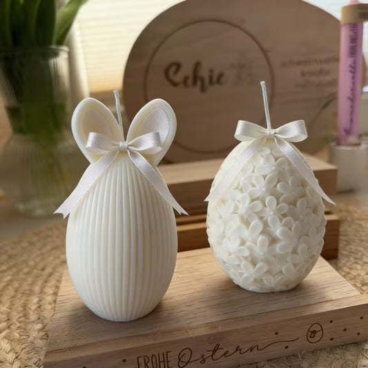 Bunny & Flower Easter Egg Candle Set (2 pcs)