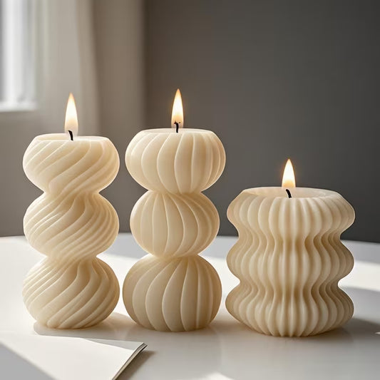 Striped Ball Pillar Candle