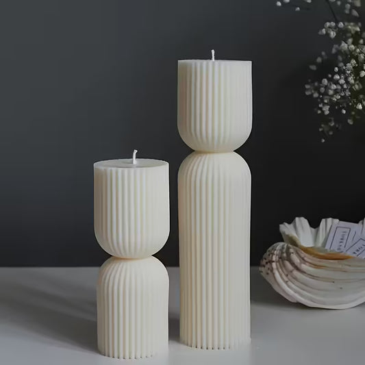 Stripped Pillar Candle