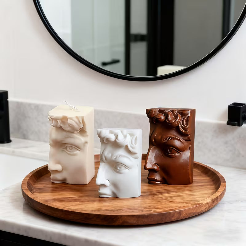 Michelangelo David Face Sculpture Candle