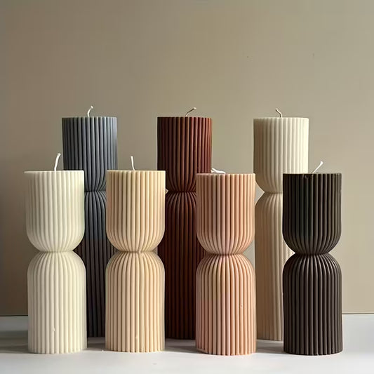 Stripped Pillar Candle