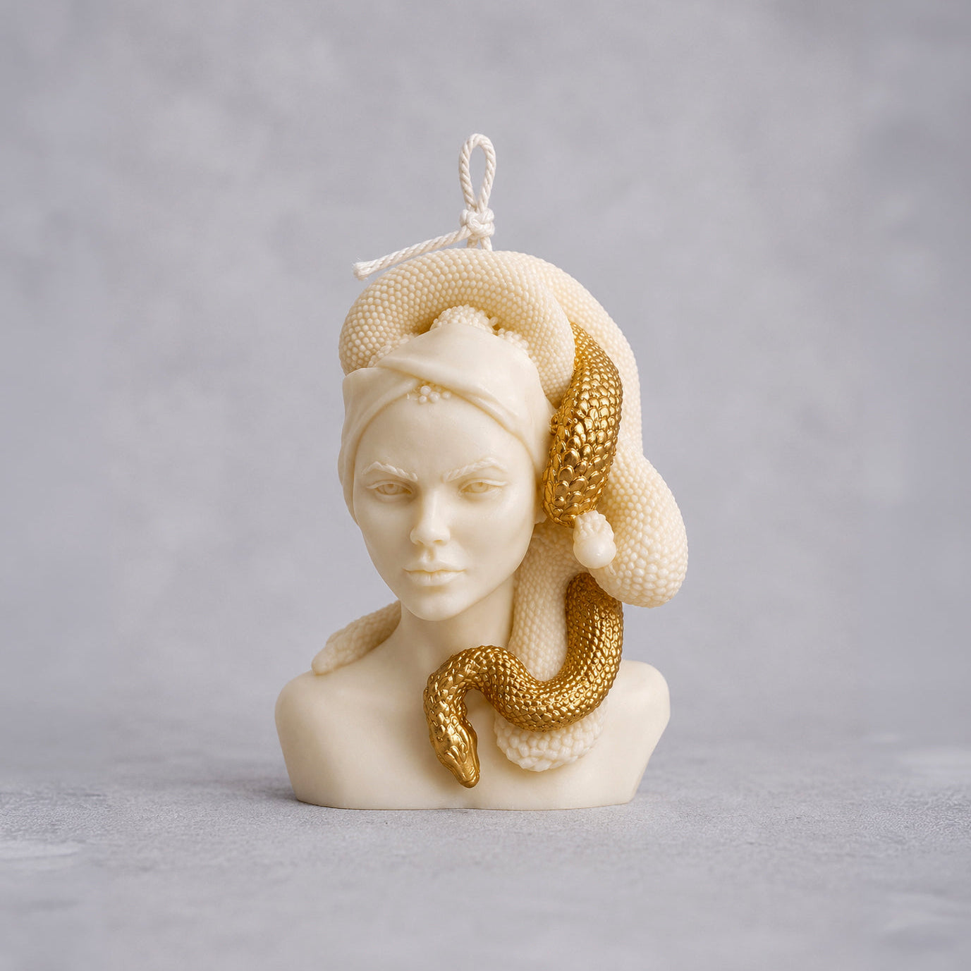  Handmade Sculptural Candle with Hand painted golden snake details. Pure Soy Wax.