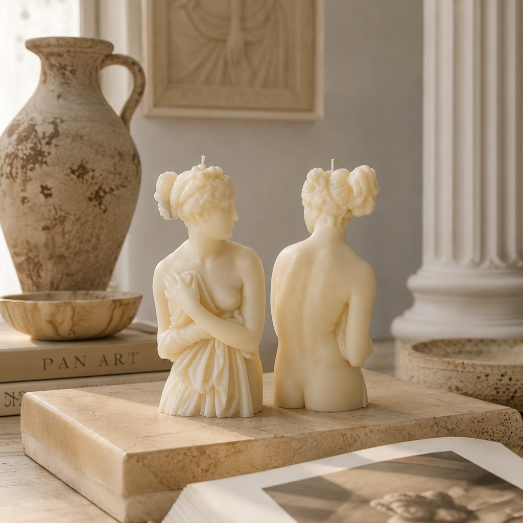 warm warren london handmade artisanal soy wax clean burn vegan large Venere Italica Women statue candle