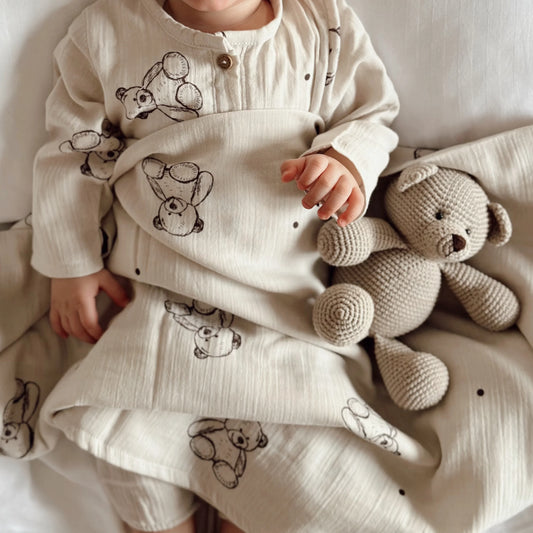 Muslin Mini Teddy Bear Baby Set