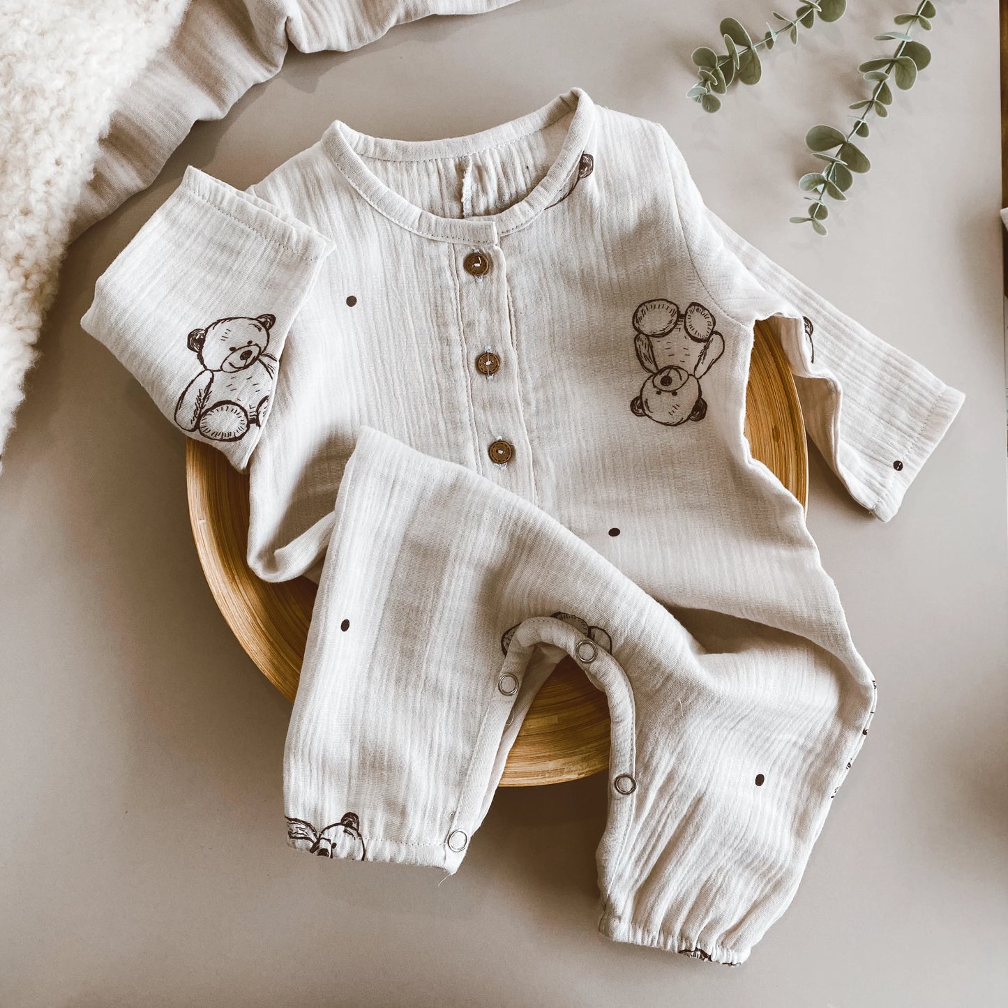 Muslin Mini Teddy Bear Baby Set