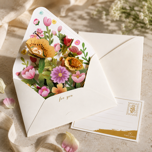 3D Pop-Up Greeting Card with Envelope | Birthday, Christmas & Gift Card