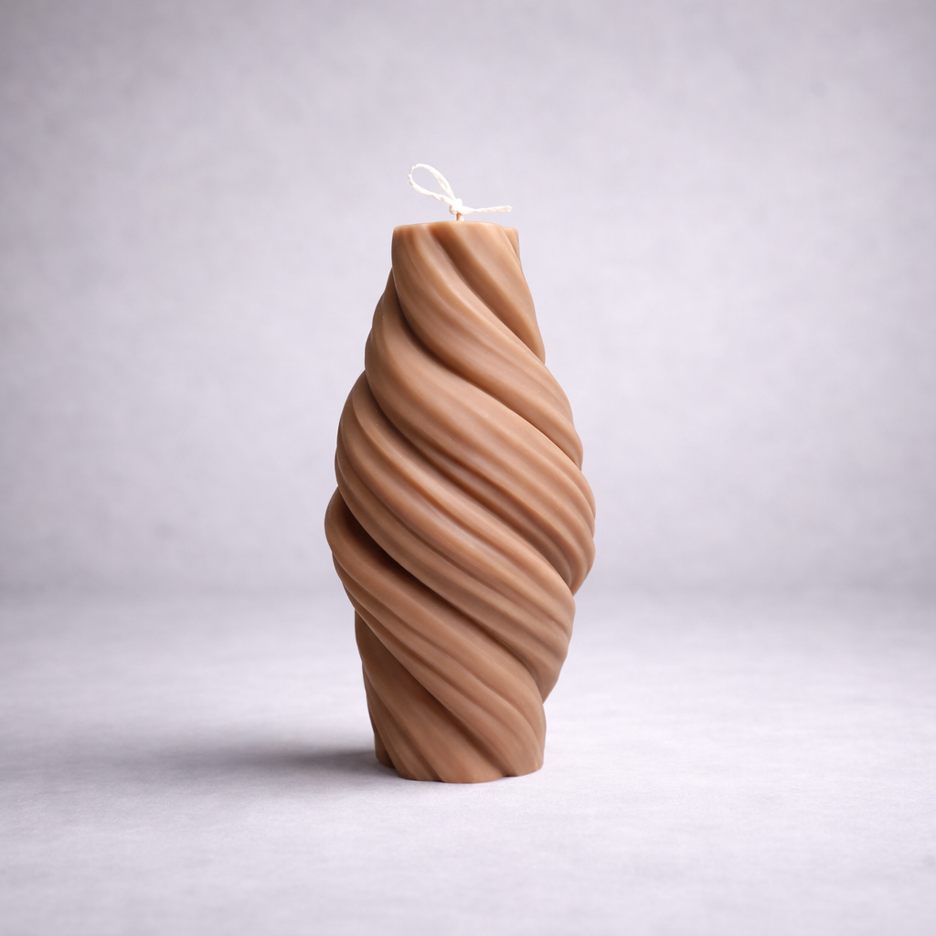 Swirl Pillar Candle – Handmade Decorative Soy Wax Candle