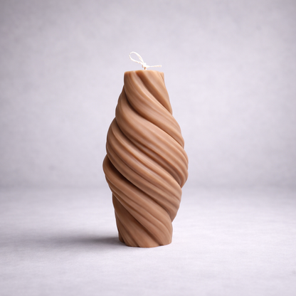 Swirl Pillar Candle – Handmade Decorative Soy Wax Candle