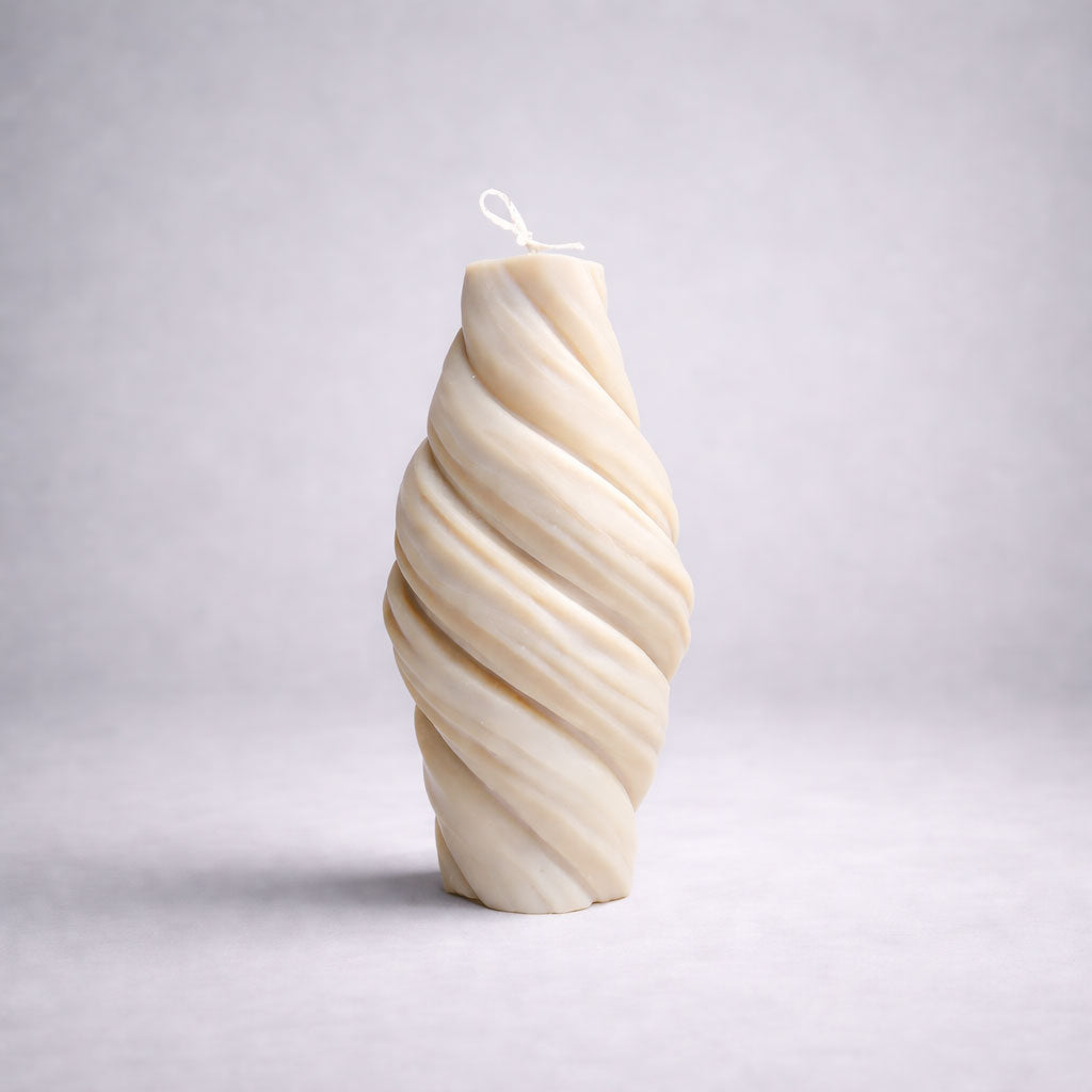 Swirl Pillar Candle – Handmade Decorative Soy Wax Candle