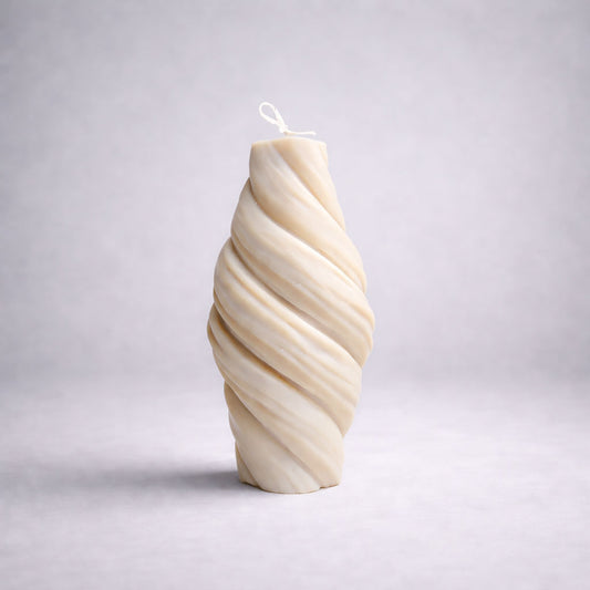 Swirl Pillar Candle – Handmade Decorative Soy Wax Candle