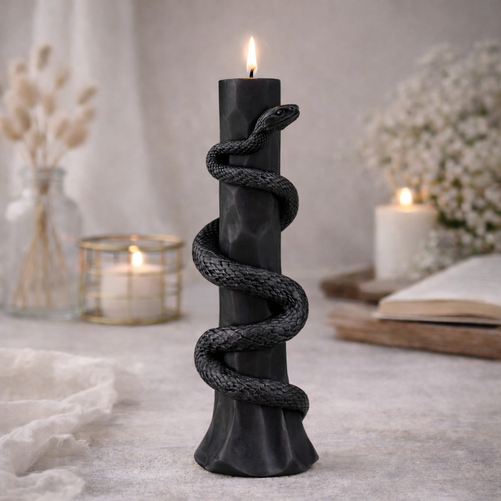Serpent Pillar Candle – Handmade Decorative Soy Wax Candle