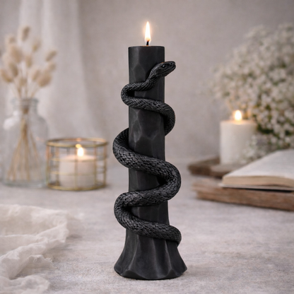 Serpent Pillar Candle – Handmade Decorative Soy Wax Candle