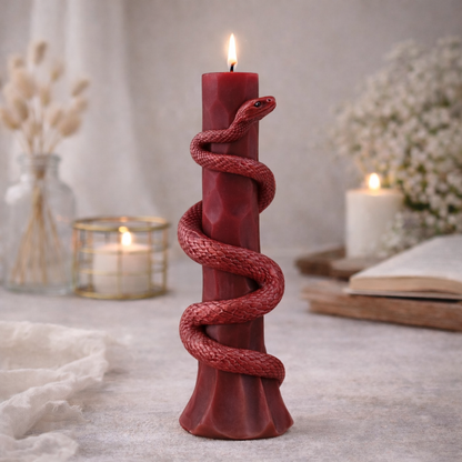 Serpent Pillar Candle – Handmade Decorative Soy Wax Candle