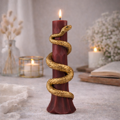 Serpent Pillar Candle – Handmade Decorative Soy Wax Candle