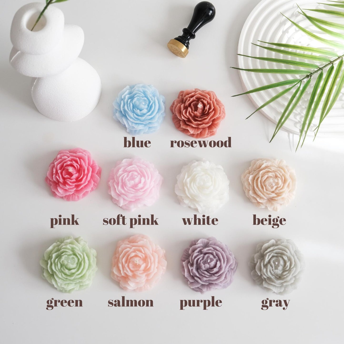 Peony Sculpture Candle Set 2pc