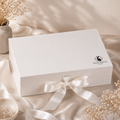 Warm Warren London Premium Magnetic White Gift Box with white ribbon