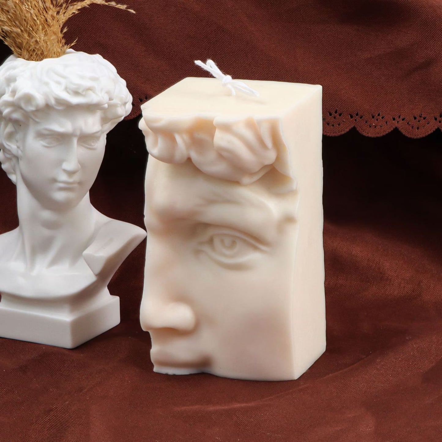 Michelangelo David Face Sculpture Candle