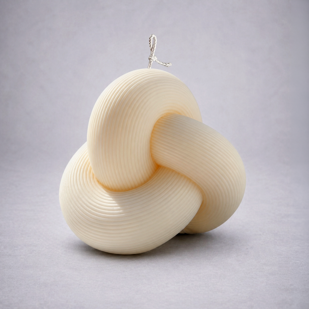 Knot – Large Pillar Candle. Luxury handcrafted sculptural soy wax candle by Warm Warren London, designed for modern and timeless interiors. Uniq, luxury gift.