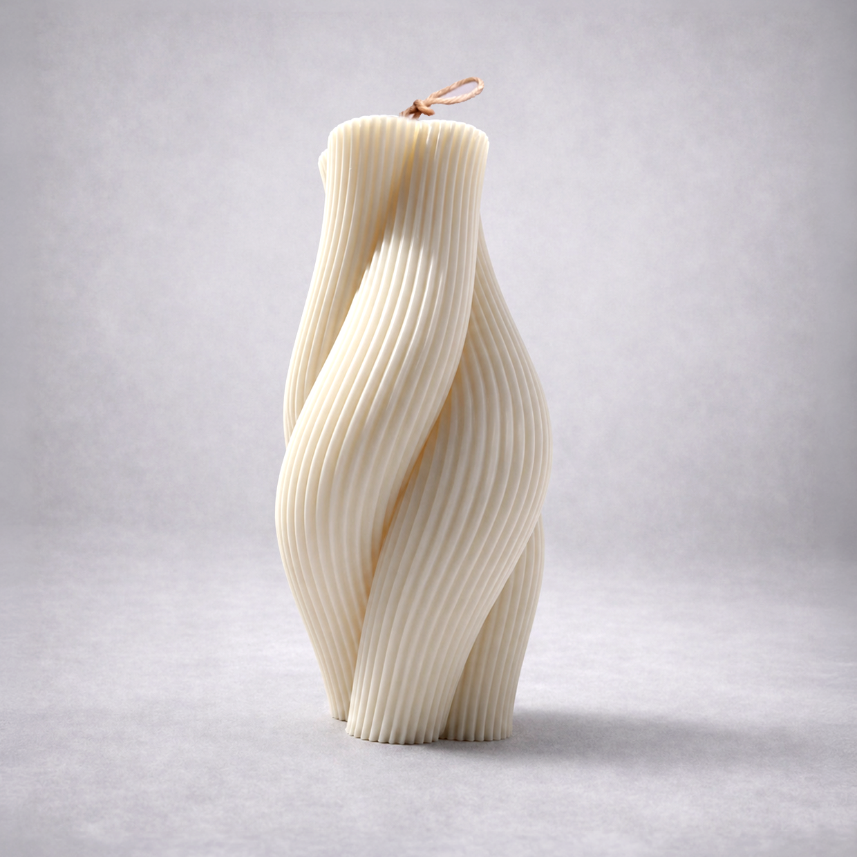 Twisted Stripe - Large Pillar Candle. Luxury handcrafted sculptural soy wax candle by Warm Warren London, designed for modern and timeless interiors. Uniq, luxury gift.