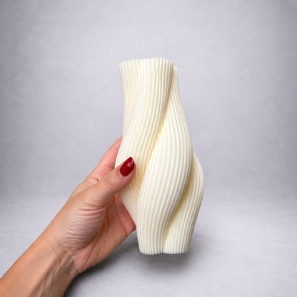 Twisted Stripe - Large Pillar Candle. Luxury handcrafted sculptural soy wax candle by Warm Warren London, designed for modern and timeless interiors. Uniq, luxury gift.