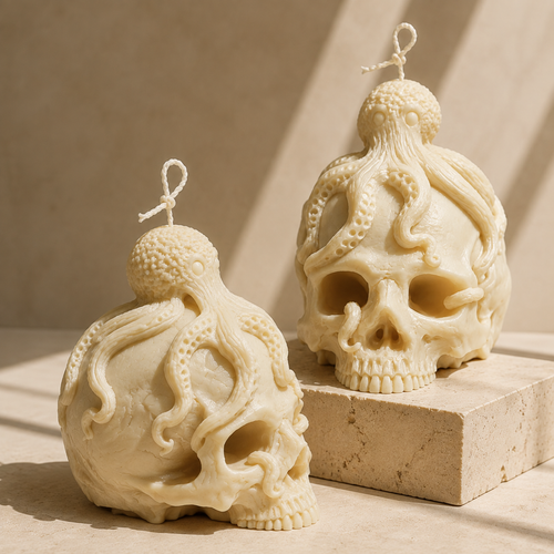 Abyssal Embrace – Octopus Skull Candle