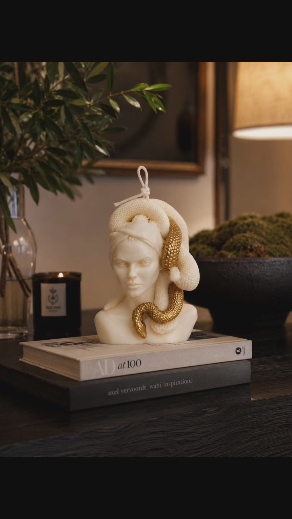 Gilded Medusa – Handmade Sculptural Candle
