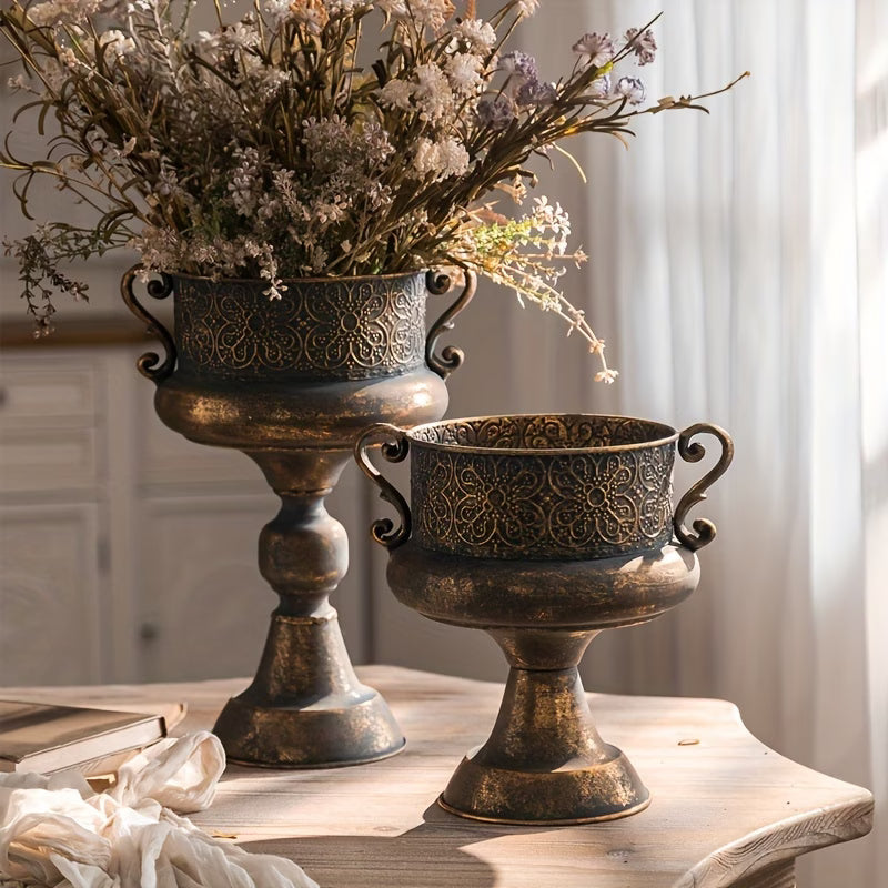 Rustic Duo Metal Flower Vases