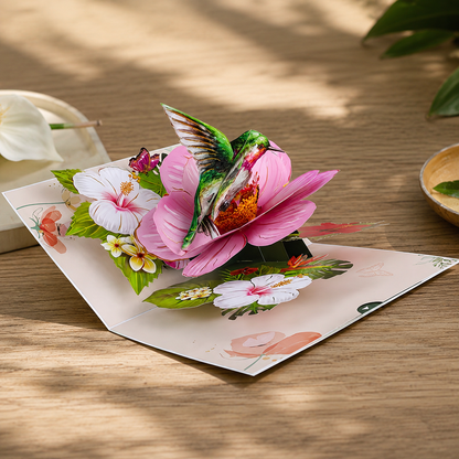 Floral Greeting Pop-Up Card with Envelope
