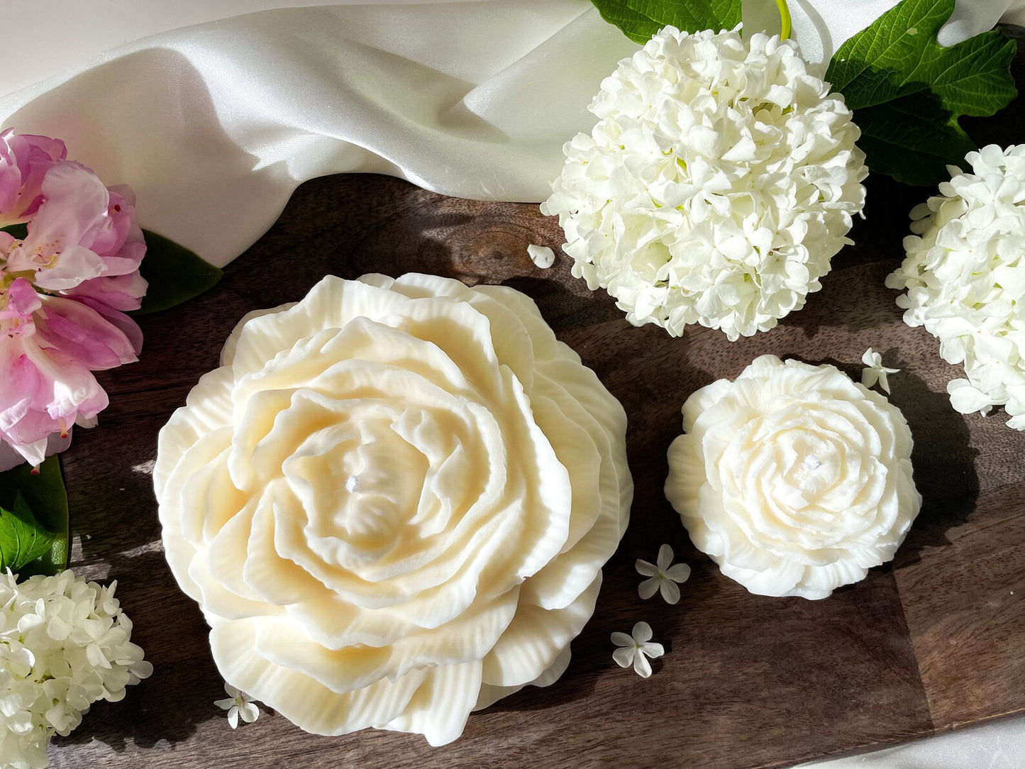 Peony Sculpture Candle Set 2pc