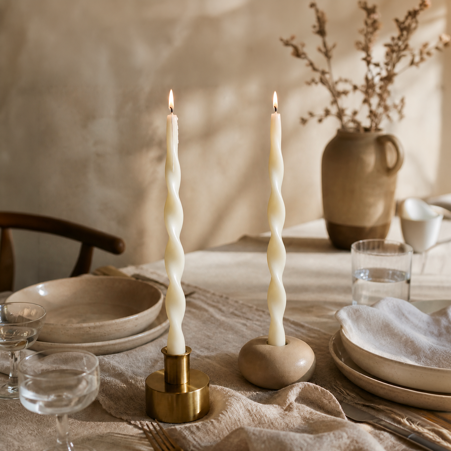 Solène Twisted Taper Candle Set