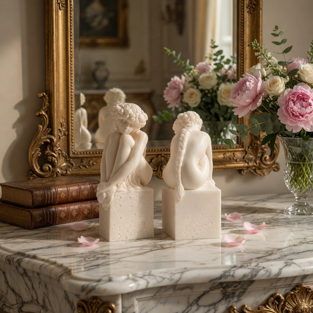 Flora Maiden - Large Sculptural Candle Luxury handcrafted sculptural soy wax candle by Warm Warren London, designed for modern and timeless interiors. Uniq, luxury gift.