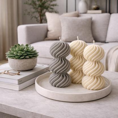 Çizgili Toplu Sütun Mum