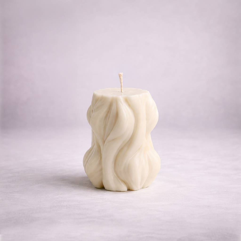 Irregular Wave Decorative Pillar Candle – Handmade Soy Wax Candle UK