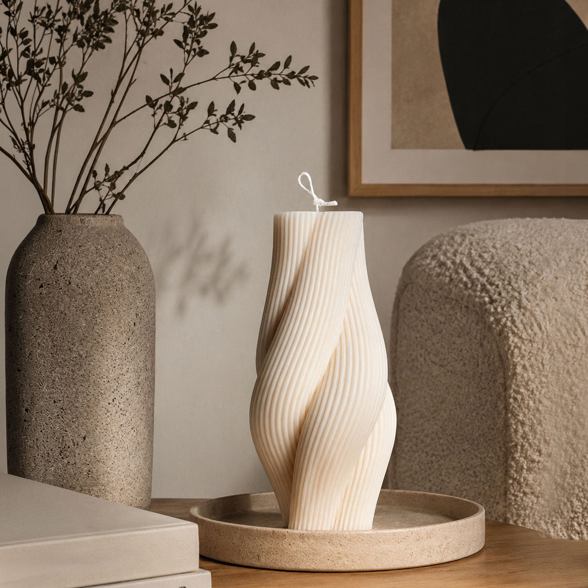 Twisted Stripe - Large Pillar Candle