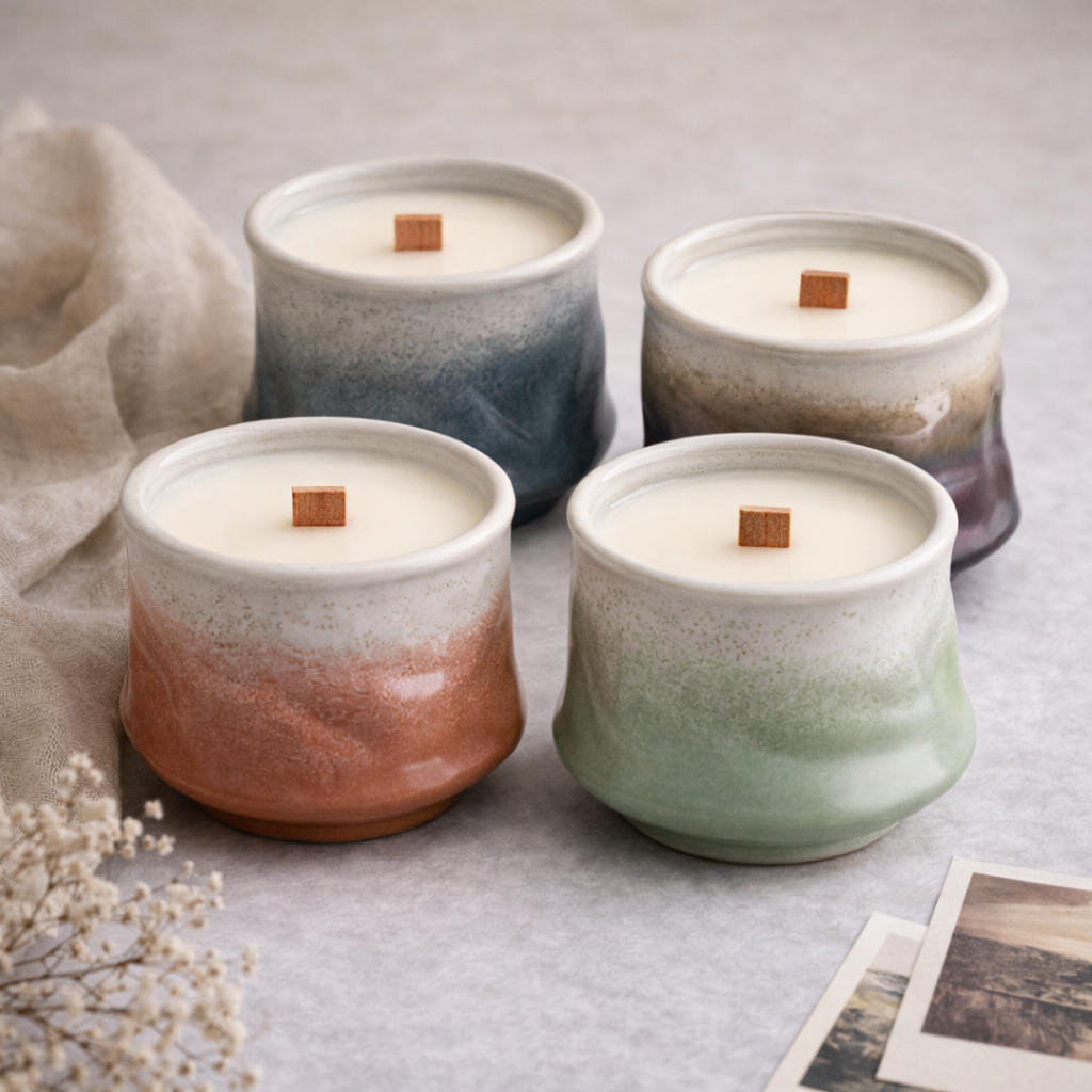 Nori Wood Wick Scented Candle – Ceramic Vessel Soy Wax Candle