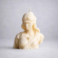 warm warren london handmade artisanal soy wax clean burn vegan large themis  bust candle goddess of justice