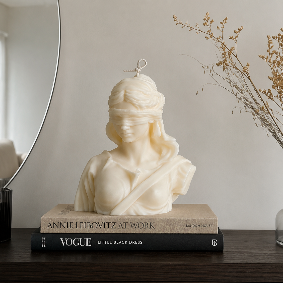 warm warren london handmade artisanal soy wax clean burn vegan large themis goddess of justice bust candle 