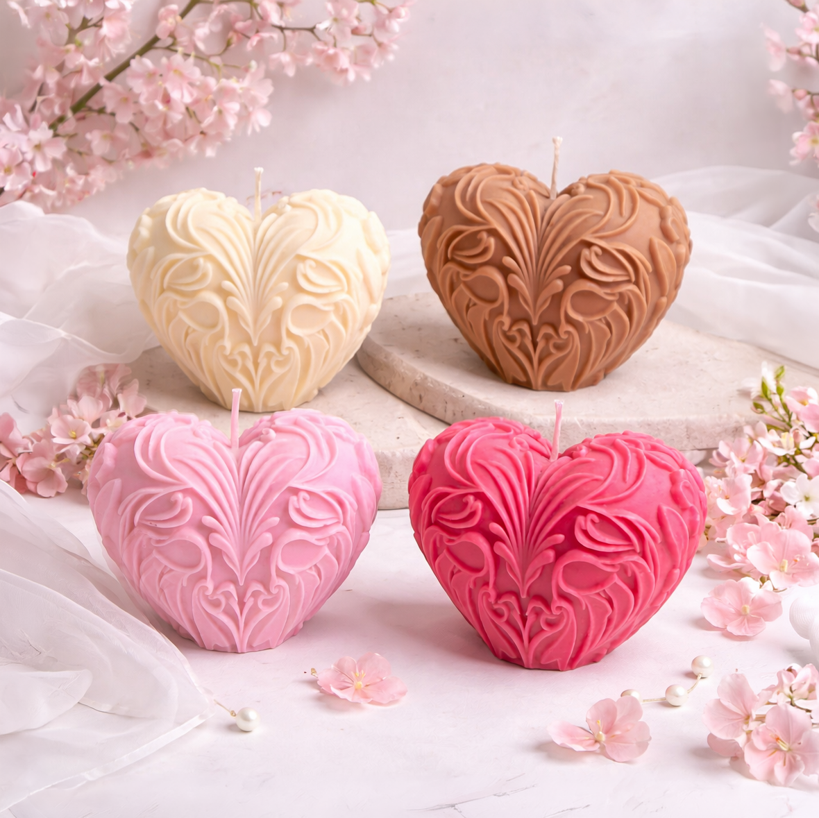 Baroque Heart Sculptural Candle