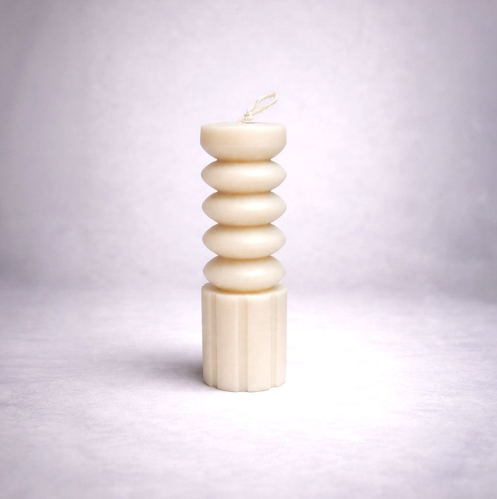 Ripple Column - Pillar Candle Luxury Soy Wax Candle. Luxury handcrafted soy wax Pillar candle by Warm Warren London, designed for modern and timeless interiors. Uniq, luxury gift.