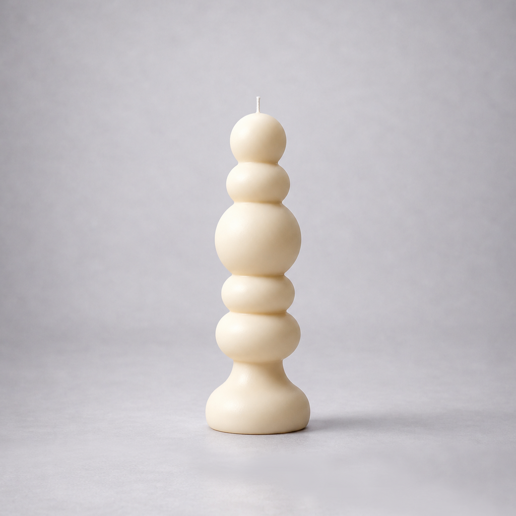 Stacked Ball - Pillar Candle uxury handcrafted sculptural soy wax candle by Warm Warren London, designed for modern and timeless interiors. Uniq, luxury gift.