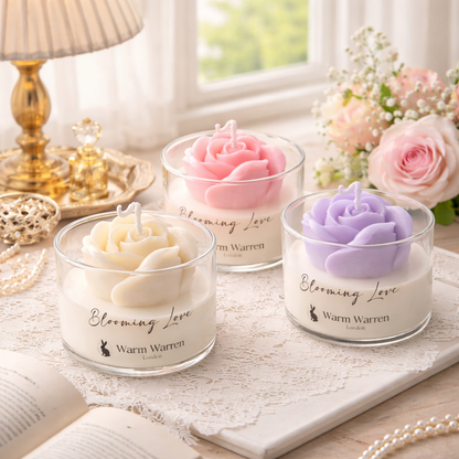 Blooming Love – Rose Glass Container Candle
